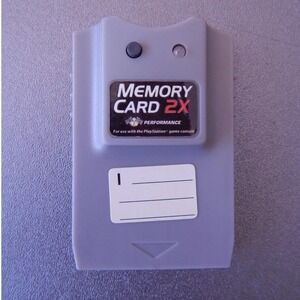 Performance Memory Card 2X for Sony PlayStation PS1 Grey Vintage Game Storage